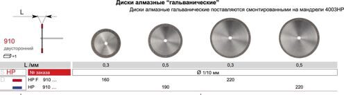 Диск алмазный, двусторонний для прямого наконечника, мелкая зернистость