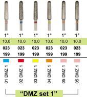 Набор алмазных боров "DMZ Set 1", "ДиаМилл циркон", угол 1°, для обработки циркония, 6 шт.