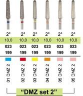 Набор алмазных боров "DMZ Set 2", "ДиаМилл циркон", угол 2°, для обработки циркония, 6 шт.